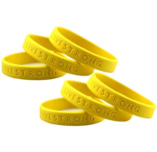 ZENRUIMING 6 inspirierende englische LIVESTRONG gelbe Armbänder aus Silikon, Outdoor-Sport, elastisches Gummi-Armband, One size, Silikon, Kein Edelstein