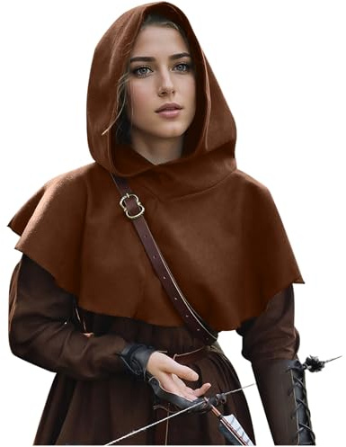 keland Halloween medeltida gugel huva enkel cowl hood cape med huva för kvinnor män