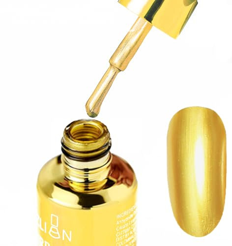 Gold Chrome Nail Polish, Metallic Quick Dry Nail Varnish, Mirror Long Lasting Glitter Nail Varnish, Metal Effect Breathable No UV Needed Nail Art Polish Manicure for Women