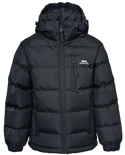 Trespass Boys Padded Jacket Tuff X - Water Resistant & Windproof Puffer Coat, Autumn Winter Hooded Jacket for School & Outdoor, Kids Puffer Jacket with Pockets