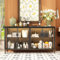 PREMTURE Vitrinenschrank Glasvitrine Vitrine Sideboard, Glasschrank,2-türiges Glas-Sideboard mit Eisenrahmen, schwarzer Glasschrank mit 3 farbigen Lichtleisten, 40 x 140 x 75 cm