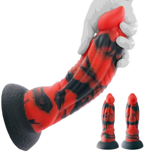 10.7 Inch Big Huge Dildo Anal Toys, 2.5” Diameter Thick Large Dildos Adult Toys with 4.35” Powerful Suction Cup for Hands-Free Silicone, Womens Sex Toy for Women Anal Plug Bead Black & Red
