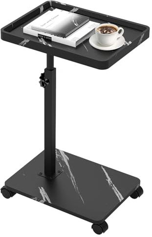 Kiss Me C Shaped Side Table Height Adjustable 360° Swivel End Table | Height Adjustable, 360° Swivel, Easy To Move With Wheels, Ideal For Living Room, Bedroom, Balcony