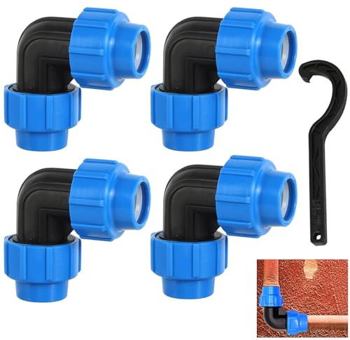 Raccord Coudé en Plastique PE, 4 Pièces Raccords De Plomberie Coudés, Raccord Coudé à 90 Degrés 25mm X 25 mm, Raccords De Plomberie Coudés Pour Tuyau D’eau Pe De Compression