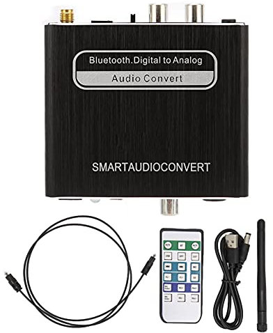 Ljudkonverterare Adapter Bluetooth digital till analog fiber koaxial signal ljudavkodare högpresterande aluminiumlegering DAC för hemmabio och musikentusiaster med fjärrkontroll