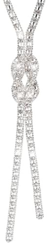 ZORVYN Collier Femme Fantaisie Long Argent avec Strass Brillants Bijoux Fantaisie en Forme de Y Élégant pour Pull