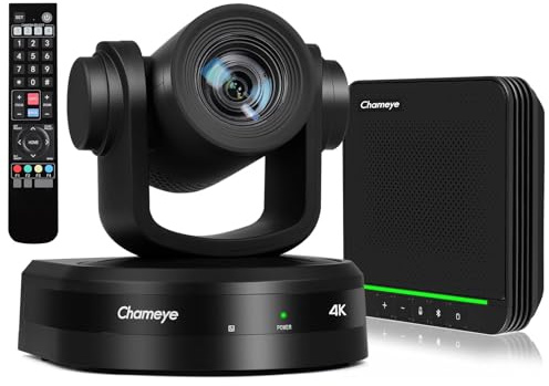 Chameye 4K 20x AI PTZ Konferenzkamera Set mit Bluetooth Konferenzmikrofon, 4K PTZ Kamera mit KI-Auto-Tracking 20x Optischer Zoom mit HDMI, LAN(PoE), USB 3.0, TF-Kartenaufzeichnung, CB201