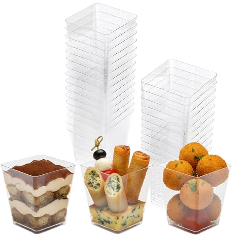 Set 60 Ciotoline Monoporzione da 200ml - Coppette Riutilizzabili e Robuste, Perfette per Finger Food, Aperitivi, Mousse, Gelato, Tiramisù - Bicchierini Monoporzione per Feste e Catering