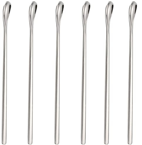 Cucharas agitadoras de café de acero inoxidable, 6 piezas de té helado, cucharas largas para mezclar bebidas, cucharas para bar, café, cóctel