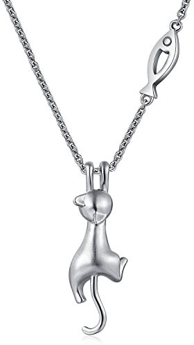 jiamiaoi Collar Gato Mujere Plata De Ley S925 Diamante Gatos JoyeríA Para Mujeres Colgante de Gato Collar Cadena para Mujers