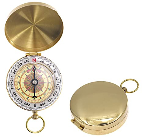 DBOO Gold Brass Compass for Navigation, Waterproof, Luminous, Portable, Lightweight, Outdoor Sports, Camping, Hiking