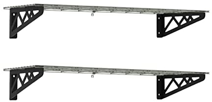 SafeRacks Wall Shelves - 2 Pk 12x36 Wall Mountable Shelving Unit for Storage Rack, Pantry Shelves, or Utility Shelving, Heavy Duty Shelves w/ 4 Versatile Accessory Hooks, 300lbs Capacity, Hammertone