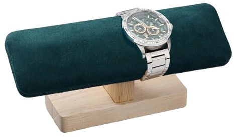 NBEADS Soporte de Exhibición de Reloj de Madera, Soporte de Pulsera de Barra En T de Terciopelo Verde, Soporte Organizador de Joyas, Colgantes de Brazalete Extraíbles, Tobillera, Estante de Torre