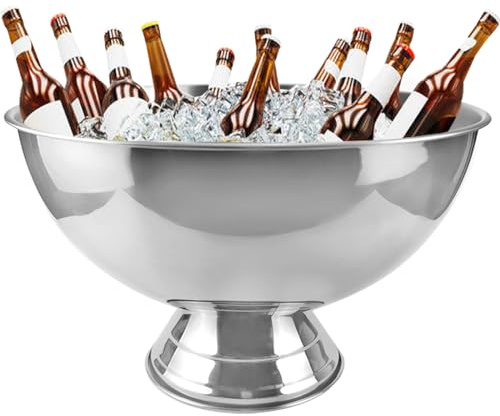 LNQ LUNIQI 3 Gallon 12L Insulated Ice Bucket Champagne Bowl with Base Large Size Ice Bowl for Wine, Champagne or Beer Bottles Parties and Home Bar（Silver）