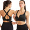 BSLVWG Sport BHS für Frauen Front Zip Sport BHS mit abnehmbaren Pads Nahtloser Yoga BH Verstellbare Riemen Running Training BH (DE/NL/SE/PL, Alphanumerisch, XL, Regular, Regular, Schwarz)