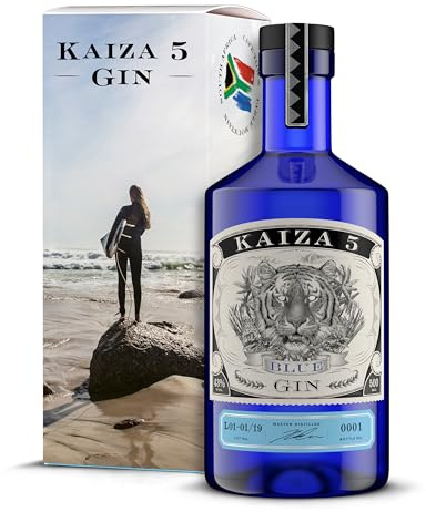 KAIZA 5 BLUE GIN – 0,5 l - 43% | Gin aus Südafrika/Kapstadt | Blumig, beerig, frisch | Holunder, Blaubeere und Drachenfrucht | Blumig, beerig, frisch
