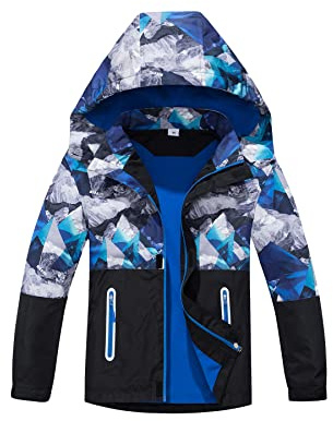 NATUST Boys Waterproof Jacket Fleece Lined Raincoat