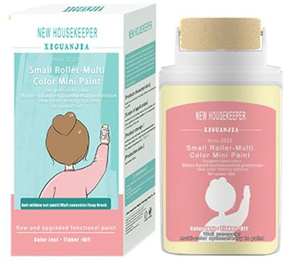 kesurpae Petit rouleau multicolore, brosse respirante et inodore, pour réparation de peinture murale en plastique, rouleaux de peinture au Latex, jaune