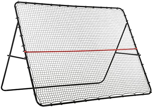 SPORTNOW Filet de Rebond de Football Pliable rebondisseur pour entraînement Football Cible de Football Multisports Angle réglable, pour Adolescents, Tube en Acier Filet PE, Noir