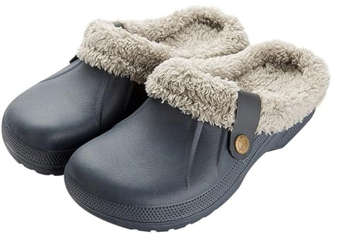 ticticlily Chaussons Femmes Hiver Sabots Fourrées Homme Pantoufles Chaud Peluche Chaussons Antidérapant Maison Imperméables Chaussures de Jardin Intérieur et Extérieur