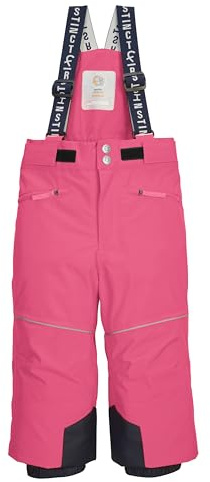 first instinct by killtec Bambini Pantaloni da Sci/Pantaloni Funzionali con Bretelle e paraneve FISW 48 MNS Ski PNTS, dunkelrose, 110/116, 43392-000
