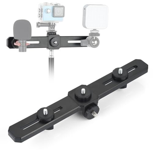 UTEBIT 4 in 1 Dual Flash Camera Bracket 27cm, Bracket Kamera Licht Bracket mit 1/4'' Schraube Blitzschuh Halterung Blitzschuhadapter Zubehör für DSLR Kamera, Blitzlicht, Mikrofon und mehr