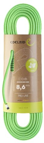 EDELRID Unisex - Adulto Siskin Eco Dry 8,6 mm Corda da Arrampicata Verde Fluo, 60 M