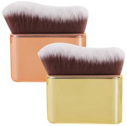 2 st. solbränningspensel, brun borste för självbrunning, puderborste stor, sminkborste för brun kropp, ansikte, skugga, brons, rougeborste (roséguld, guld)
