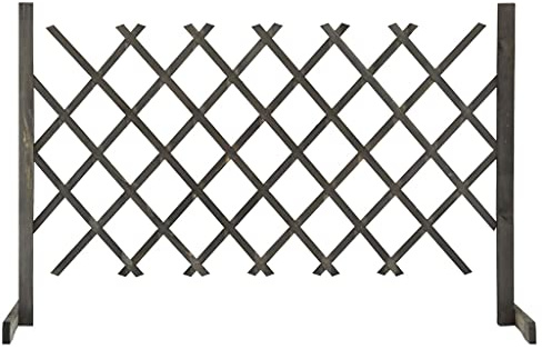 QJBSAVVA Clôture de jardin en bois de sapin gris extensible 120 x 90 cm Clôture en lattis avec lasure robuste pour délimitation de parterres et de chemins pour balcon, terrasse et jardin de cottage