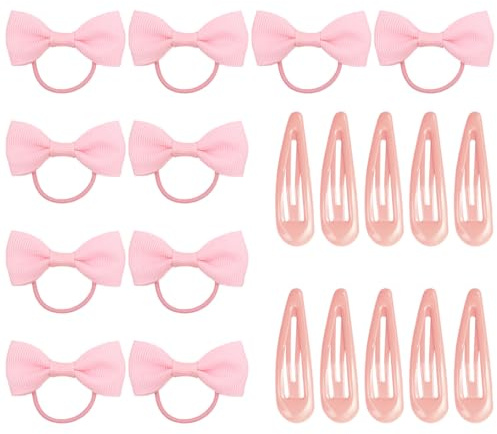Pack of 20 Pink Hair Accessories, Pink Bow Baby Hairbands and Hairclips, Girls Hair Accessories Gift Set