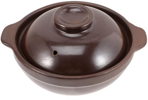 WESIEVYA Pentola per Stufati in Terracotta Piccola Coperchio, Casseruola per Zuppa di Riso Antiaderente, Utensile da Cucina per Uso Domestico e Riunioni Familiari