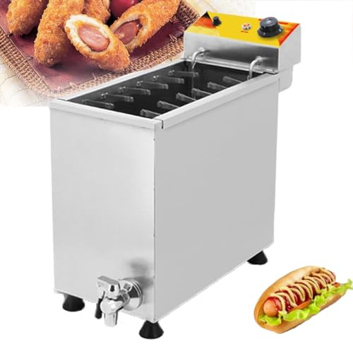 25l Commercial Electric Fryer, Cheese Hot Dogs Sticks Stekmaskin | Mozzarella Hot Dog Macher Machine Corn Dog Deep Fryer Machine, 12sts Sausage ， 50-250 ℃ Justerbar temperatur