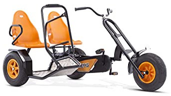BERG Zweisitzer Pedal-Gokart, Abnehmbarer Beifahrersitz, Für Kinder und Erwachsene ab 5 Jahren, Bis 100 kg, Duo Chopper, Orange/Schwarz