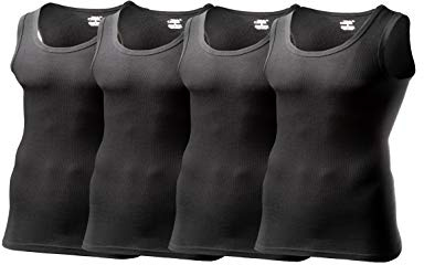 Rich Cotton Men's 4-Pack Ribbed Tank Top Undershirt (Black, 3XL)