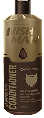 NISHMAN Acondicionador para Cuidado de Barba y Bigote 200ml - Hidrata y Suaviza para una Barba Saludable, un Bigote Brillante y un Mantenimiento Óptimo con Ingredientes de Fórmula Natural