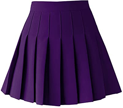 TONCHENGSD Gonna da Tennis a Pieghe a Vita Alta da Donna, Viola Scuro, XL