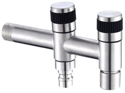 Doppel Wasserhahn aus Edelstahl 304 für Wasseranschluss im Garten mit Drehventil 1/2 zoll für Waschmaschine Spülmaschine Haushalt und Industrie Rost und Frostsicher