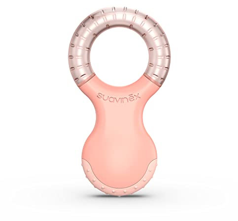 Suavinex, Mordedor de Bebé Refrigerante, a partir de +4 Meses. Anillo de Dentición Refrigerante, Con Relieves, Rosa