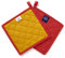 Encasa Maniques en Coton résistant à la Chaleur avec Boucle de Suspension - Lot de 2 - Mangue - Coussin Chauffant Quotidien matelassé Polyvalent pour la Cuisine - 21 cm