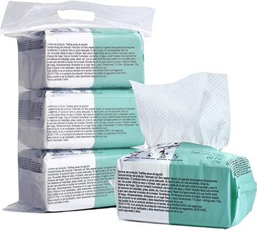 Toallitas secas de algodón, piel sensible, toallitas secas faciales, toallitas secas para bebés, toallitas desmaquillantes, toallitas de viaje familiares.(paquete de 3 17x20cm Mujer)