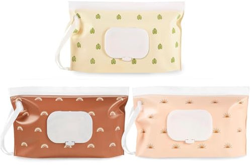 FloralGrace 3 pezzi porta salviettine umidificate, dispenser per salviettine umidificate, contenitore portatile ricaricabile, borsa da viaggio riutilizzabile per salviettine umidificate, impermeabile