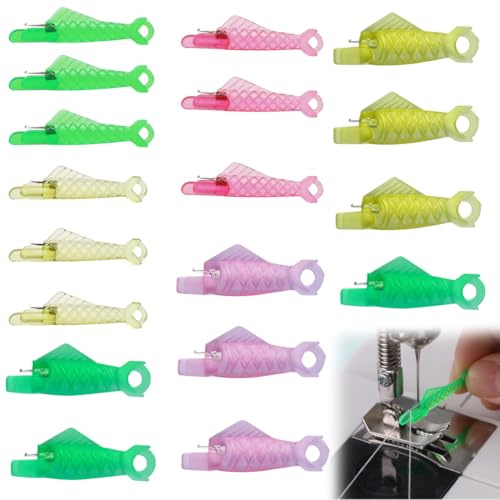 WUSJCOF 18 Piezas Enhebrador de Agujas Automático de Plástico para Coser a Mano, Herramienta de Enhebrado Fácil para Ojo de Aguja, Diseño en Forma de Pez
