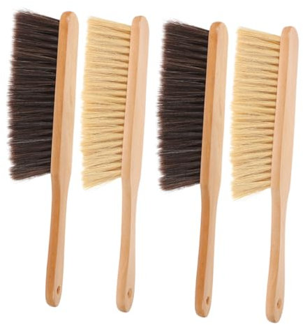 Alipis 4piezas Cepillos De Banco Escoba De Mano Mango De Madera Cepillo Suave para Mostrador Limpieza De Sofá Cama Mascotas y Chimenea