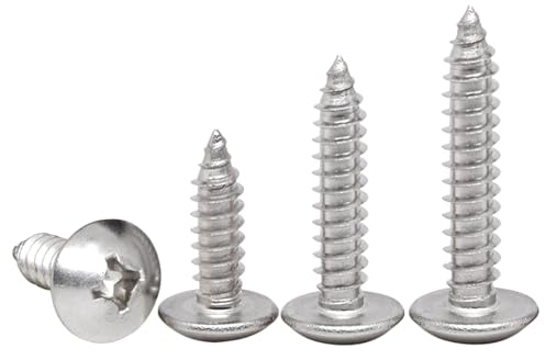 HAISHANG 20pcs Wood Screws M4x8mm Self-tapping Cross Round Head Stainless Steel Silver Nails for Furniture,Woodworking,Machinery