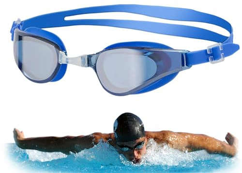 Generisch Gafas de natación, gafas de protección antivaho, gafas de buceo antideslizantes, correa | Gafas de piscina ligeras, lentes de buceo portátiles para hombres y mujeres