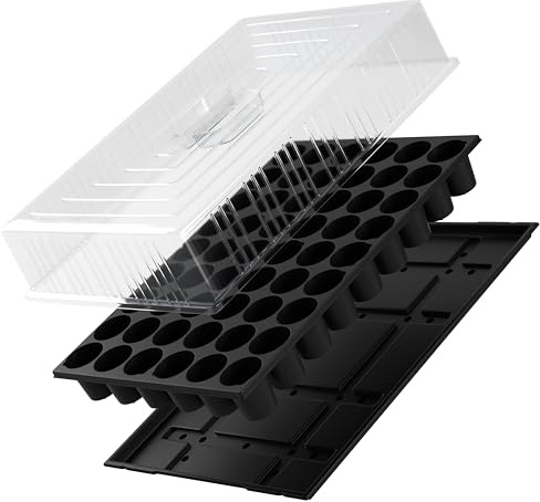 Quickpot 54er Anzuchtplatte mit Untersetzer und Haube Stabiles Set Pflanztöpfe für das einfache und schnelle Pikieren & Anziehen von Pflanzen, Starter -Anzuchtset
