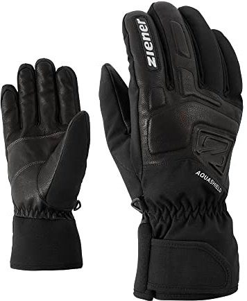 Ziener - Guanti Glyxus AS(R) da sci alpino per adulti, per sport invernali, impermeabili, traspiranti, colore: nero, 9,5