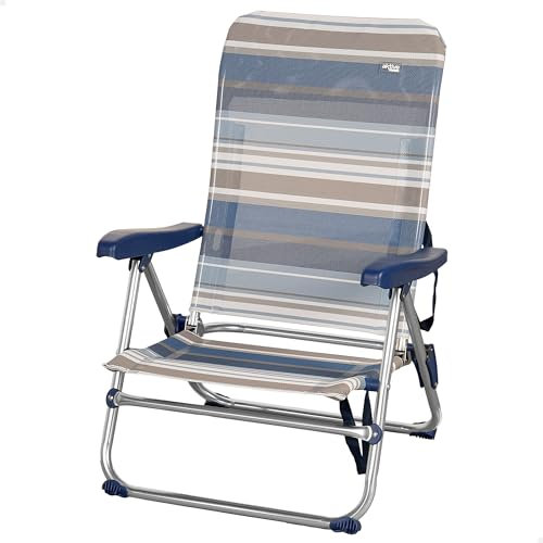 AKTIVE 62601 - Niedriger, klappbarer Strandstuhl mit 5 Positionen, Matrosenstil