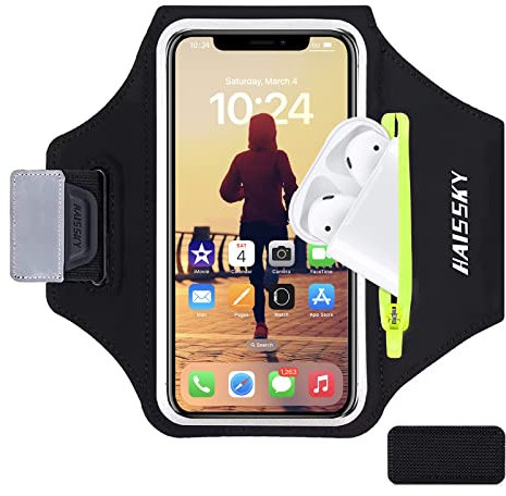 Brazalete Movil Running con Bolsa de Auriculares para iPhone 13 mini iPhone SE iPhone XS/X,Galaxy S23/22/21 HUAWEI P50，Brazalete Deportivo para Corre porta Movil Running hasta 6,4