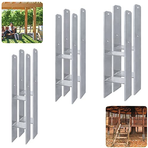 UISEBRT 6 soportes para postes galvanizados en caliente, altura: 600 mm, ancho: 111 mm, grosor del material: 5 mm, ancla H para postes